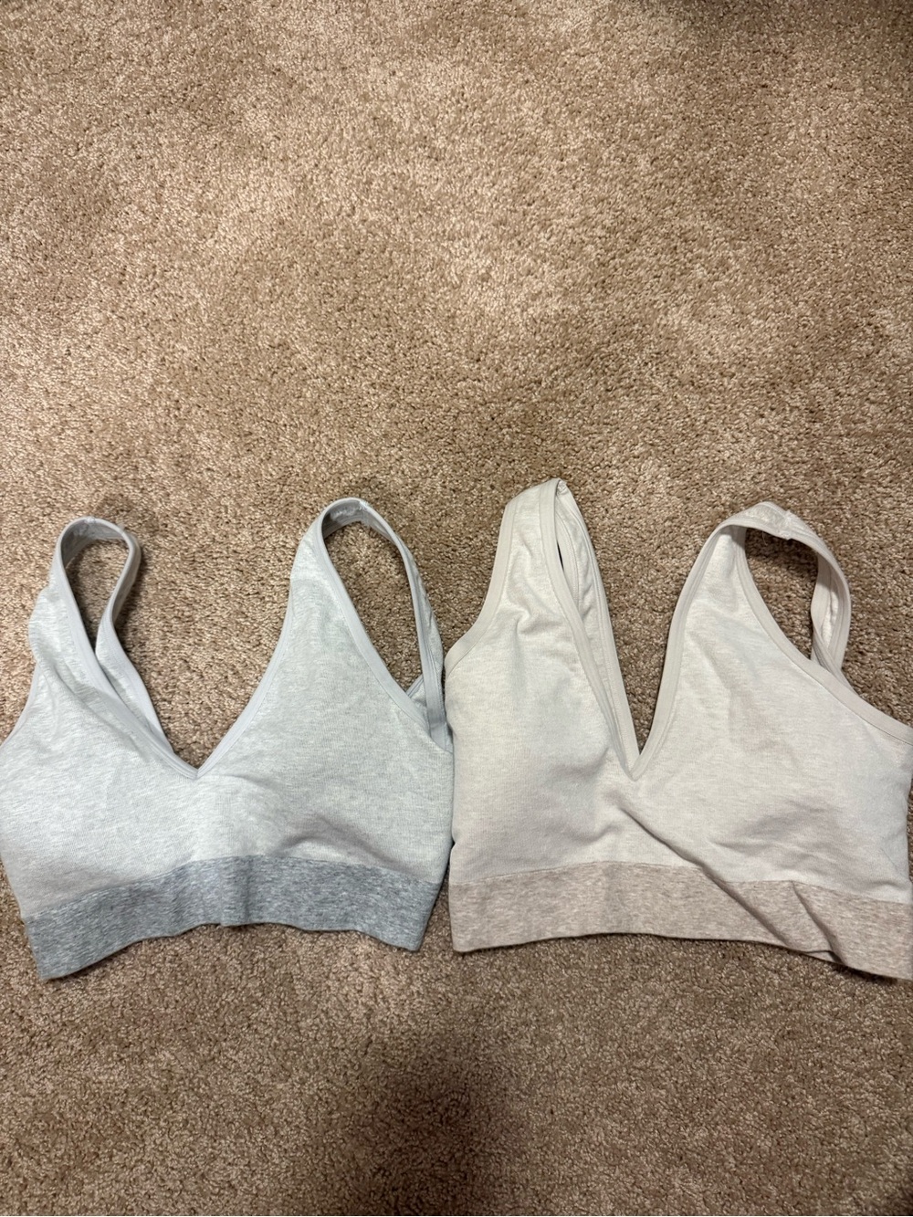 aerie Seamless V-Neck Bralette Duo - Light Gray & Oatmeal